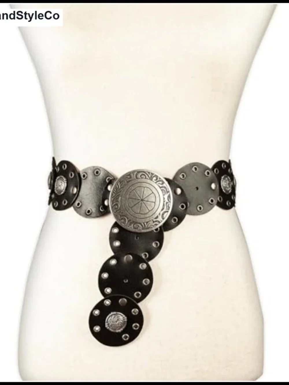 Genuine Buffalo Leather Western Belt, Circle Buckle, Vintage Style